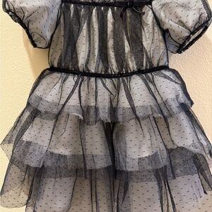 Janie & Jack Black and White Polka Dot Tulle Dress